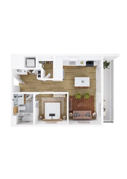 Floor plan for studio, 1 bath, 620 sqft